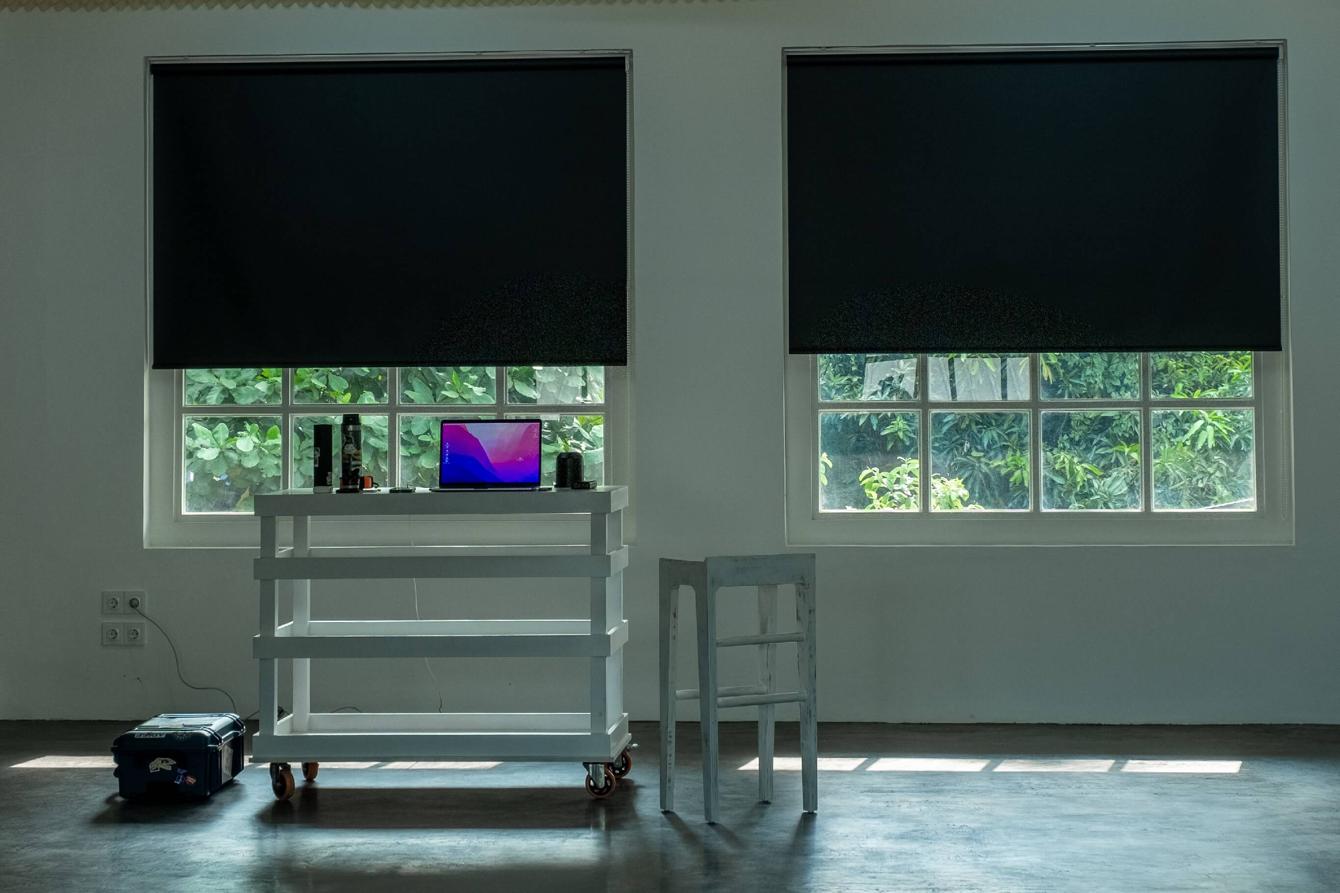 Interior studio room with large window