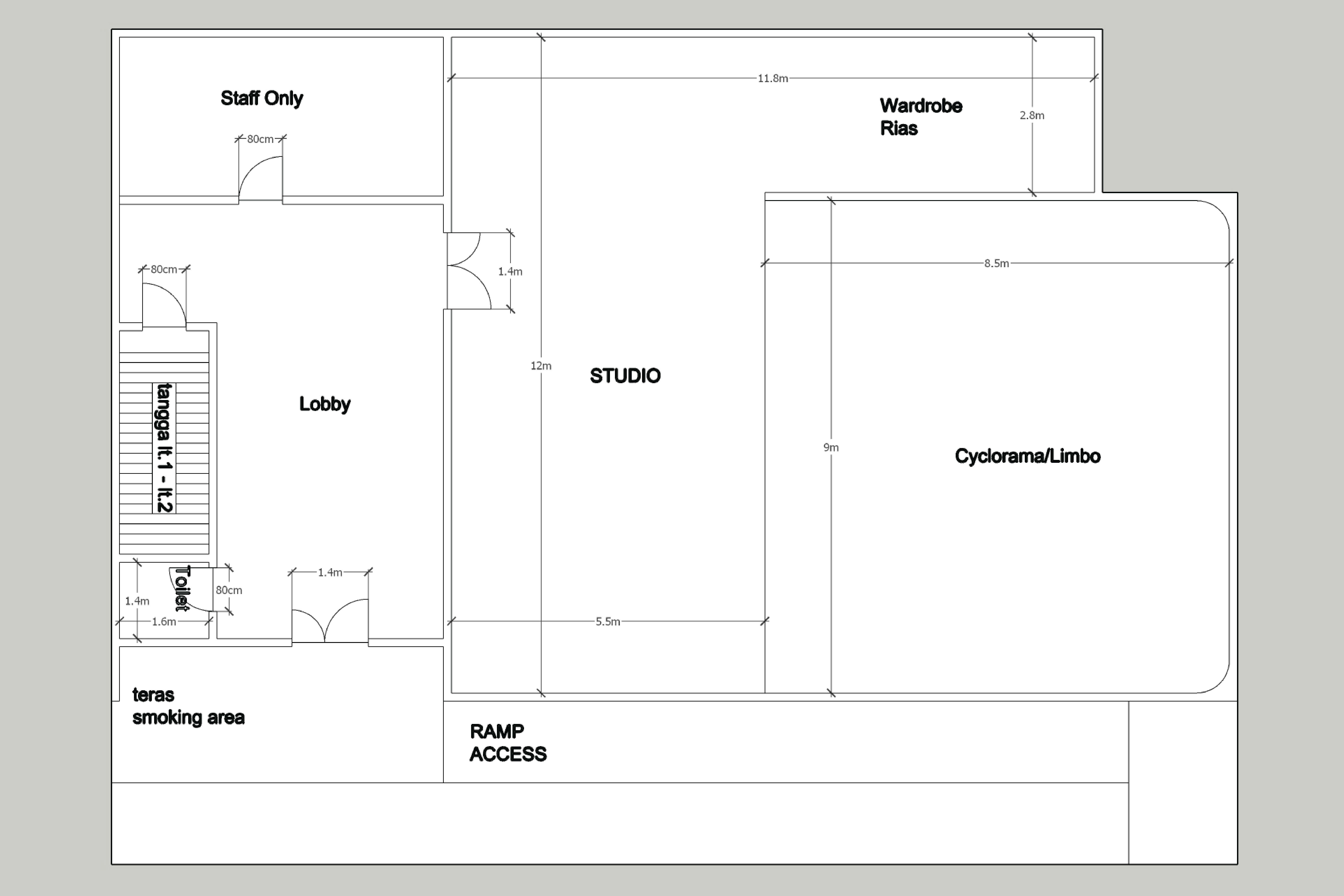 Studio floorplan blueprint